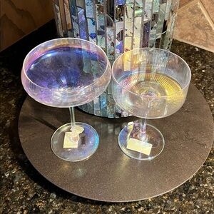Chelsea Iridescent Optic Coupe Glass Plus Additional Iridescent Optic Glass